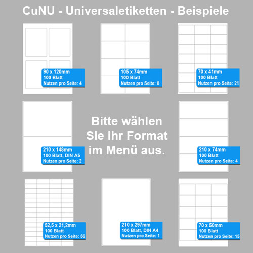 Universaletiketten, DIN A4 Haftpapier - zum selbst Bedrucken, 100 Blatt