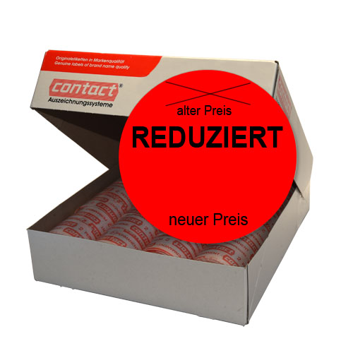 Promotionsetiketten 33mm ∅, leuchtend rot, alter Preis, REDUZIERT, neuer Preis