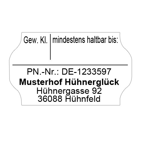30.000 Etiketten mit Erzeugername, Packstelle, Gew. Kl. und MHD