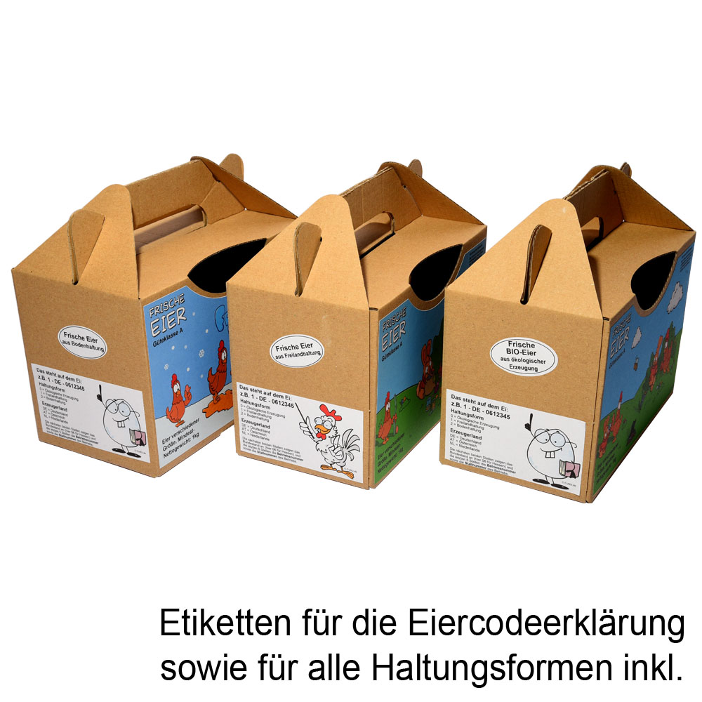 Ostern Cartoon Etiketten für 1kg Eier Tragebox - alle Haltungsformen, Bild 2