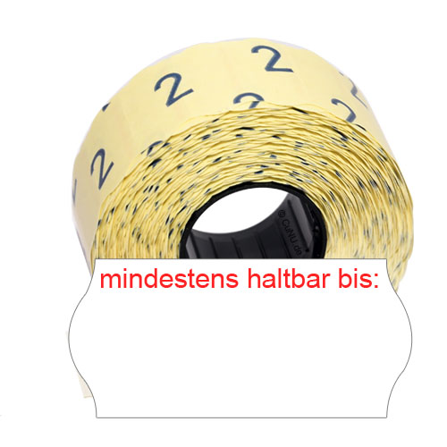 1500 MHD Etiketten 26x12mm mindestens haltbar bis, permanent klebend