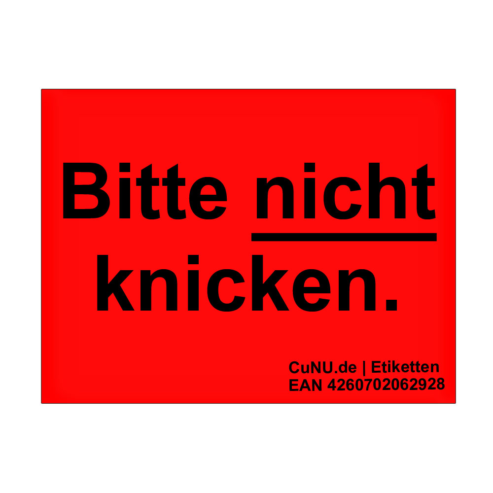 700 Hinweis- und Warnetiketten für den Warenversand, Warnaufkleber: Bitte nicht knicken, Format: 37x28mm