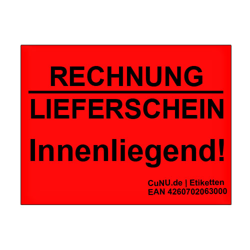 700 Hinweisetiketten: Rechnung Lieferschein innenliegend, Format 37x28mm