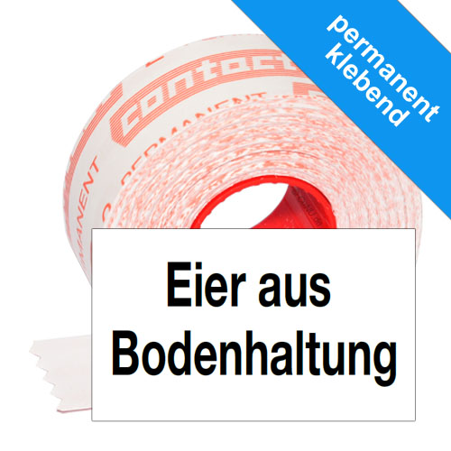 1000 Etiketten mit dem Aufdruck Eier aus Bodenhaltung, Format 32x19mm