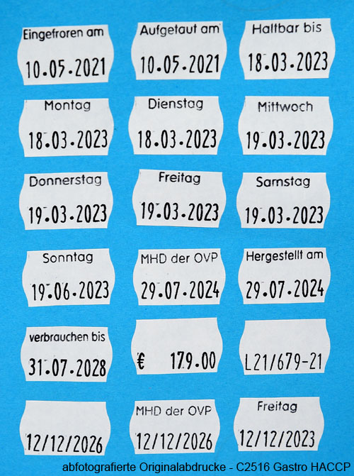 CUNU Modell C2516 Gastro Auszeichner für HACCP, Wochentage uvm., Bild 3