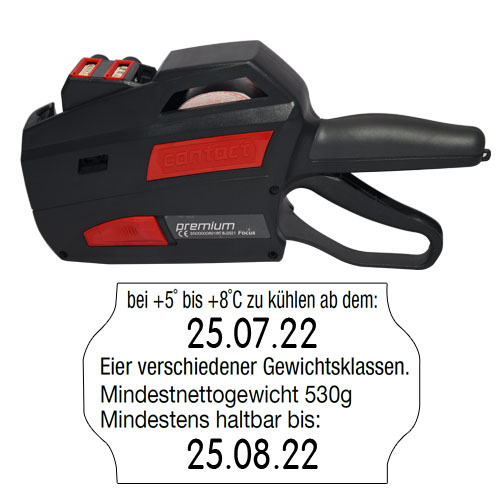 Etikettenstempel für Kühldatum und Mindesthaltbarkeitsdatum, CuNU 954