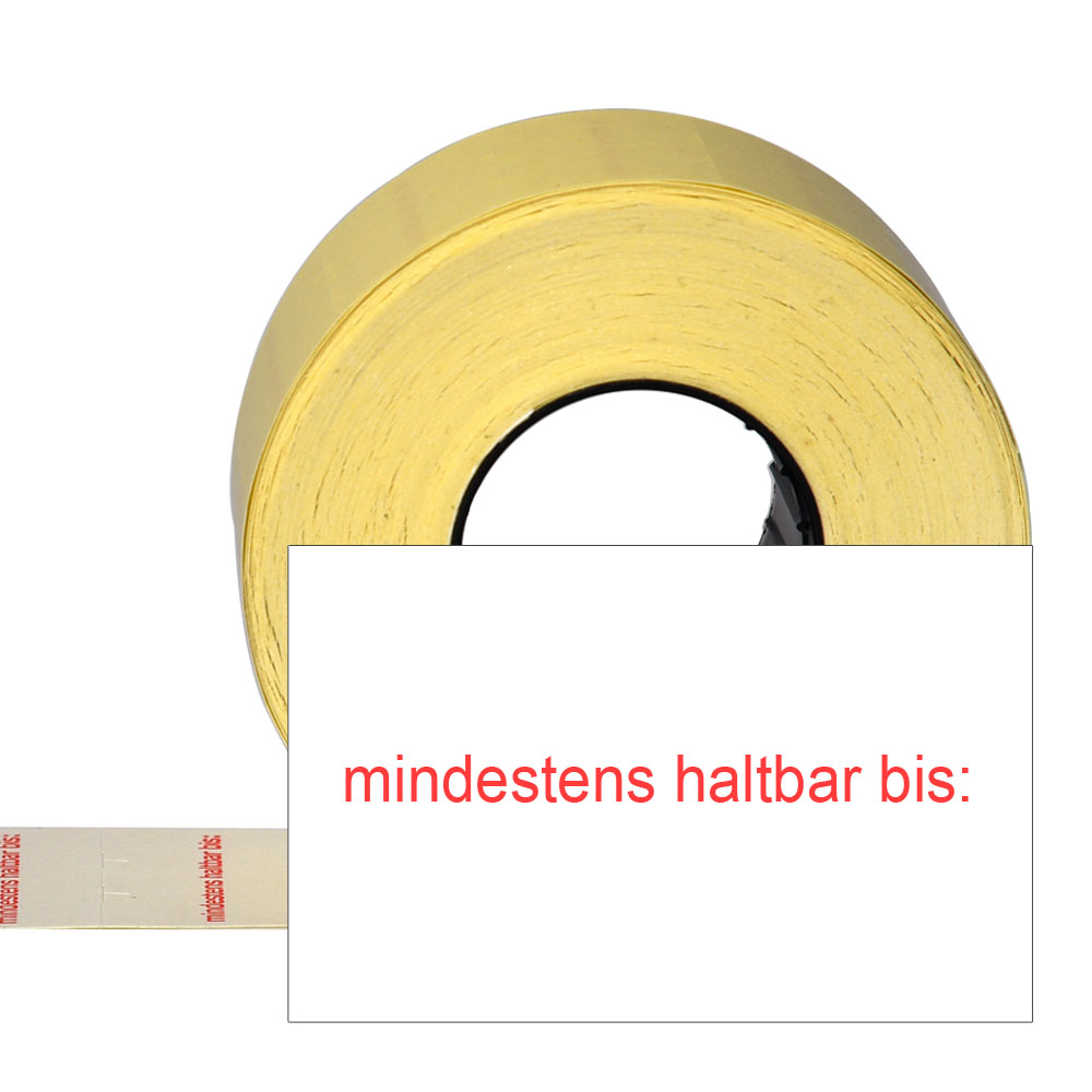 1100 rechteckige MHD-Etiketten 25x16mm mit Aufdruck mindestens haltbar bis: