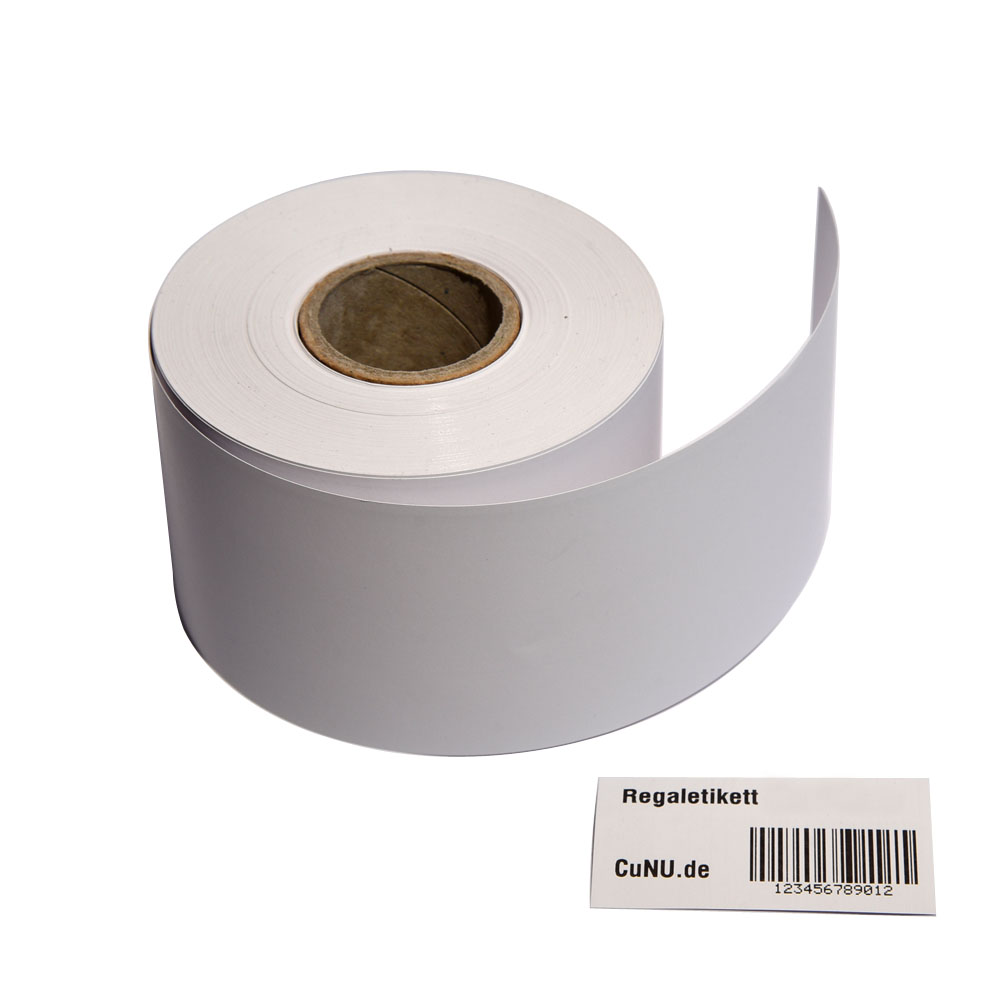 Regaletiketten für Thermodrucker mit Cutter, Breite 105mm, Endlosrolle Thermokarton Länge 50 Meter