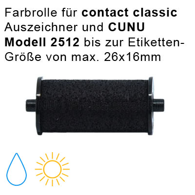 UV Schutz + Spritzwasserschutz - Farbrollen für CuNU Modell 2512 und contact ECO / contact classic Auszeichner für bis zu 26x16mm Etikettengröße