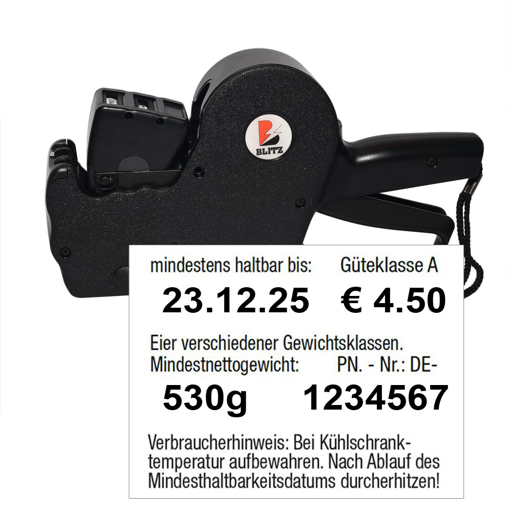 Eier unterschiedlicher Gewichtsklasse kennzeichnen mit dem Blitz W220