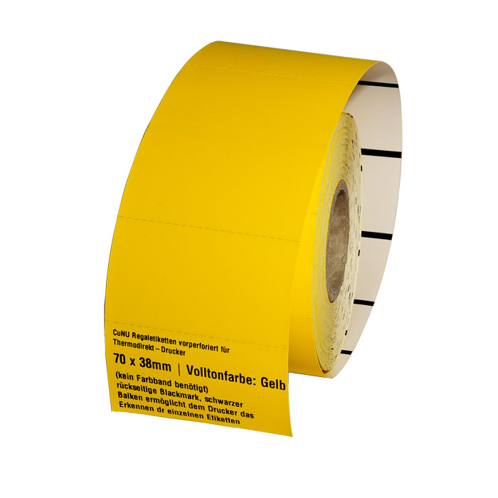 vorperforierte Regaletiketten mit Blackmarks, schwarzen Markierungen / Balken für Thermodrucker, Bild 3