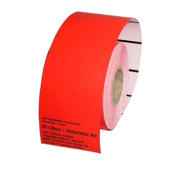 vorperforierte Regaletiketten mit Blackmarks, schwarzen Markierungen / Balken für Thermodrucker, Bild 2