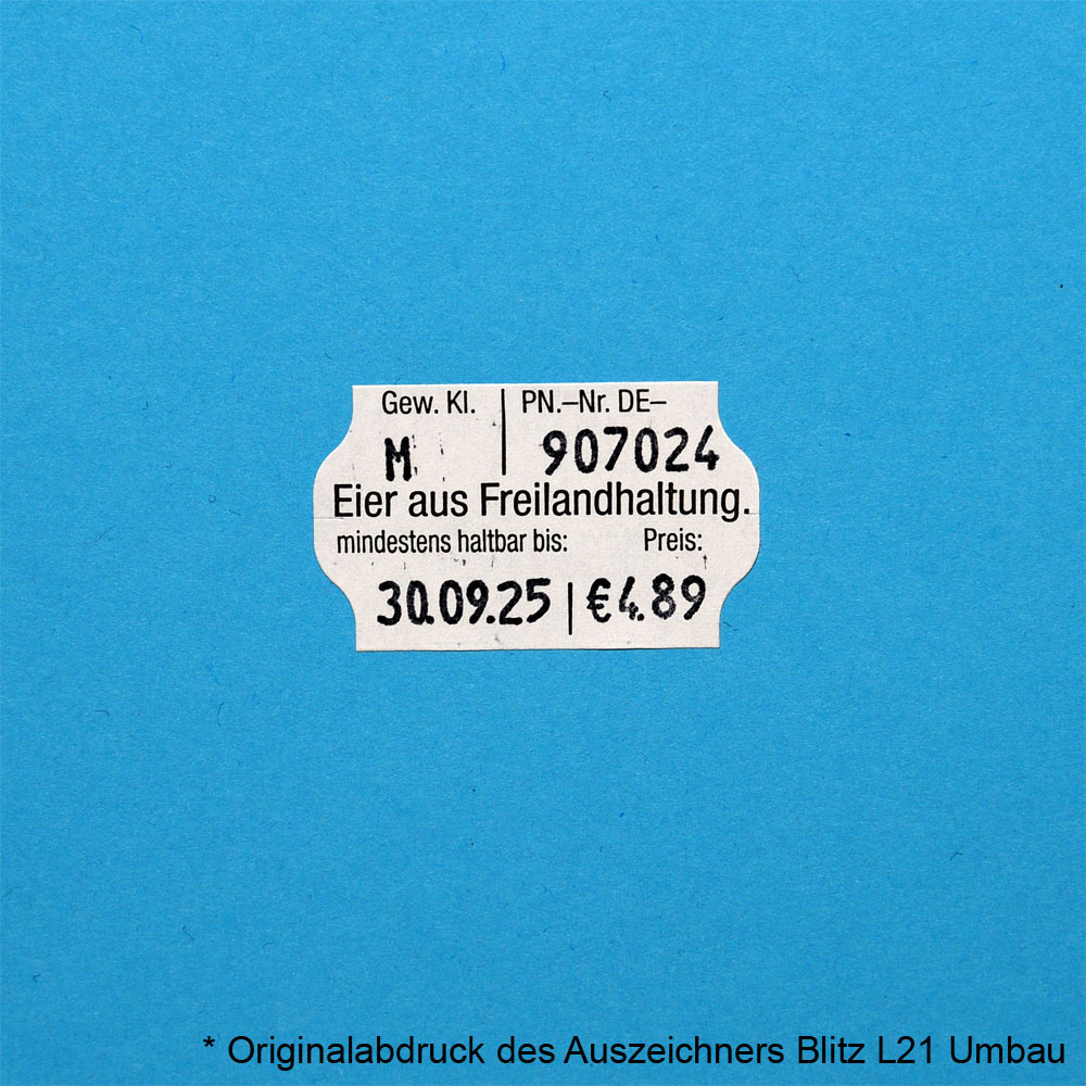 Etiketten für Eier aus Freilandhaltung, Gewichtsklasse, Packstellennummer, MHD, Preis - Format 32x19mm, Bild 2