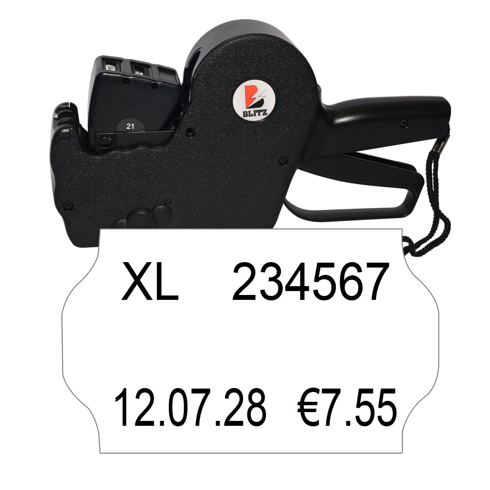 Blitz Eieretiketten-Stempel für Gew. Kl, PN-Nr., MHD, Preis, Kühldatum