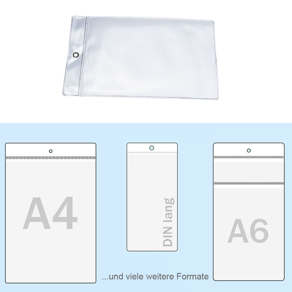 Transparente PVC Hüllen - DIN A4, A5, A6, A7, A8 DIN lang