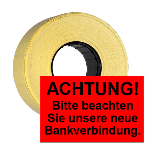 geänderte Bankverbindung Etiketten - leuchtrote Hinweisetiketten