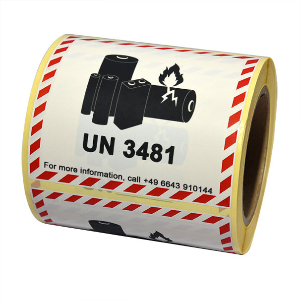 Gefahrgutetiketten für den Versand von Batterien UN3480, UN3481, UN3090, UN3091