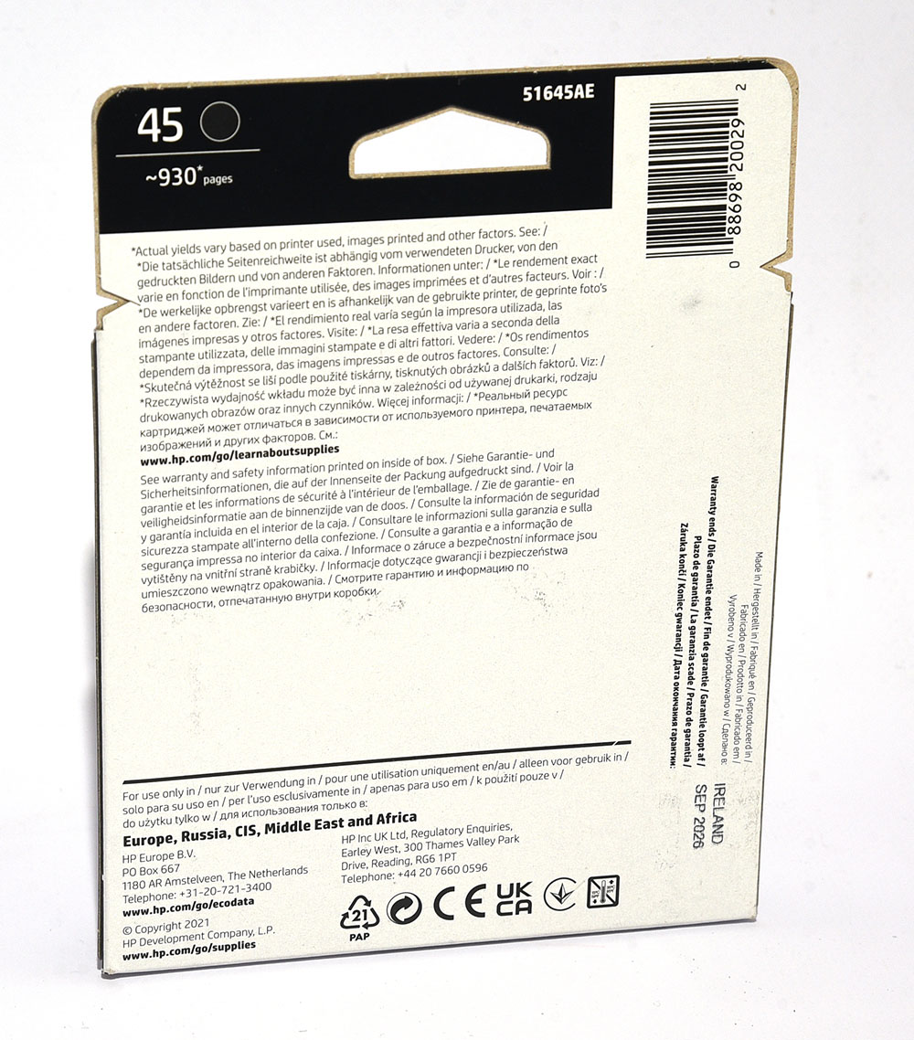 Original HP 45 Druckerpatrone Schwarz 51645AE, Bild 4